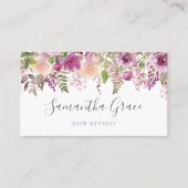 Lila florale Drehbuchausgabe Personalausweis Terminkarte (Vorderseite)