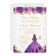 Lila Florale Dunkelhaarige Prinzessin Sweet Sixtee