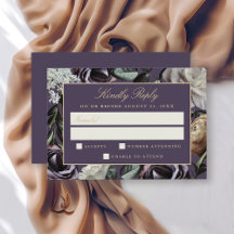 Lila florale Elegant Dark Moody Wedding RSVP