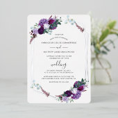 Lila florale Elegante Rose Gold Wedding Silver Folieneinladung (Stehend vorne)