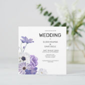 Lila florale Elegante Square Hochzeit Einladung (Stehend Vorderseite)