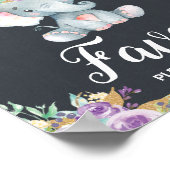 Lila florale Elephant Baby Dusche Gastgeschenke Poster (Ecke)