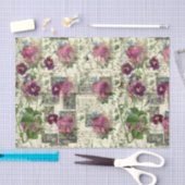 Lila florale Ephemera Collage Seidenpapier (Handwerk)