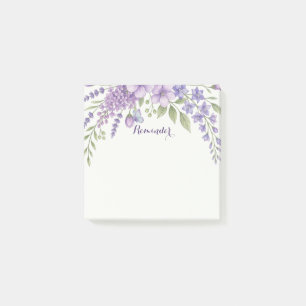 Lila Florale Erinnerungs-Notizzettel, Lavendel Post-it Klebezettel