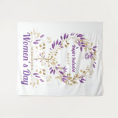 Lila florale Frauenzeichen Frauentag Postkarte Wandteppich (Vorderseite (Horizontal))