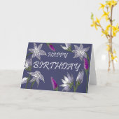 Lila florale Geburtstagskarte Karte (Gelbe Blume)