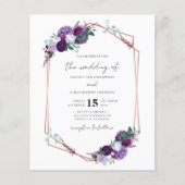 Lila florale geometrische Schrift QR-Code Hochzeit (Vorderseite)