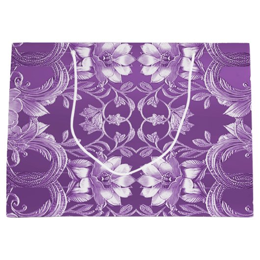 Lila florale Geschenktasche Große Geschenktüte (Vorderseite)