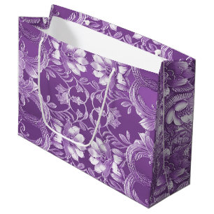 Lila florale Geschenktasche Große Geschenktüte
