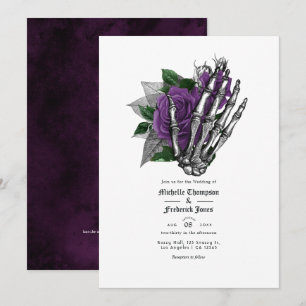 Lila Florale Gothicische Hochzeits-QR-Code Einladung
