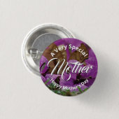Lila florale HAPPY MUTTER'S DAY Church verschenken Button (Vorne & Hinten)