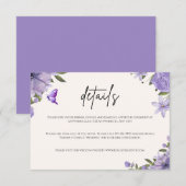 Lila florale Hochzeitskarte Mitteilungskarte (Vorne/Hinten)
