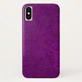 Lila florale Imitate Wildlederleder Look Monogram Case-Mate iPhone Hülle (Rückseite)