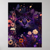 Lila florale Katze Geburtstagspopster Poster (Vorne)