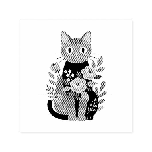Lila florale Katzenillustration Permastempel (Design)