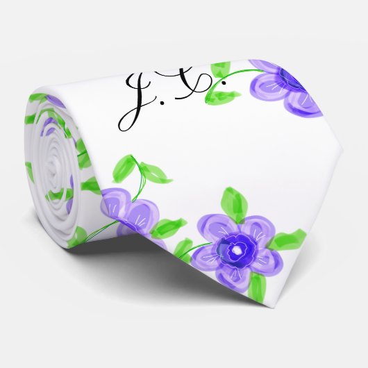 Lila florale Krawatte (Gerollt)