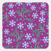 Lila florale Kunstkleber Quadratischer Aufkleber (Vorderseite)