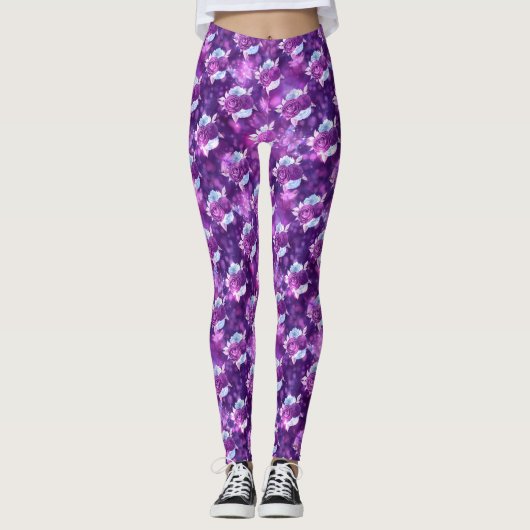 Lila florale Leggings (Vorderseite)