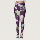 Lila florale Leggings (Vorderseite)
