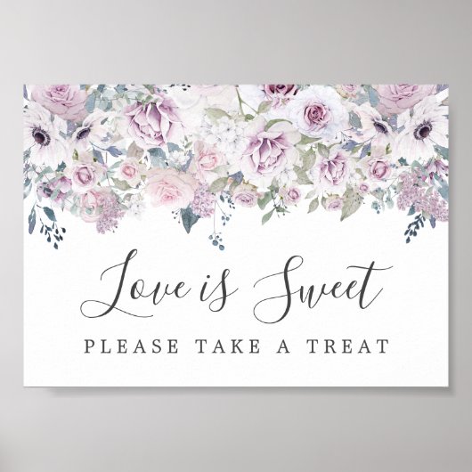 Lila florale Liebe ist Sweet Dessert Bar Sign Poster (Vorne)