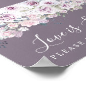 Lila florale Liebe ist Sweet Dessert Bar Sign Poster (Ecke)