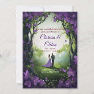 Lila florale Märchen Hochzeitseinladung Einladung