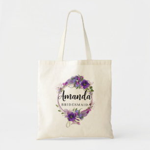 Lila florale Minimal Bridesmaid Tote Bag Tragetasche