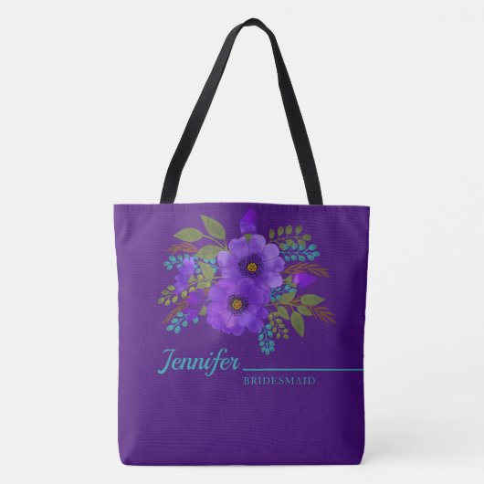 Lila, florale Mit Monogramm Tasche (Vorderseite)