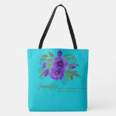 Lila, florale Mit Monogramm Tasche (Vorderseite)