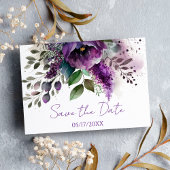 Lila florale Moderne botanische Boho Save the Date Postkarte