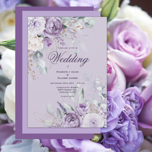 Lila florale Moderne Hochzeitseinladung Einladung