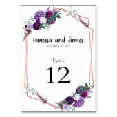 Lila florale Moderne Tischnummer (Vorderseite)
