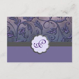 Lila florale Monogramm-Ansprechkarte RSVP Karte