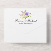 Lila florale Monogramm Elegante Hochzeit All In One Einladung (Rückseite)