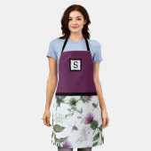 Lila florale Monogramm Schürze (Getragen)