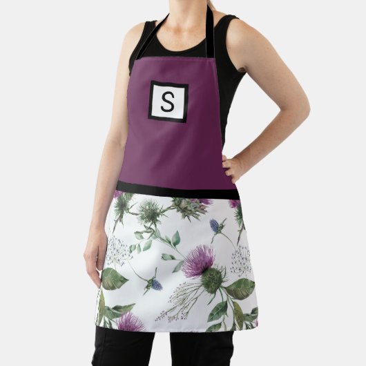 Lila florale Monogramm Schürze (InSitu)