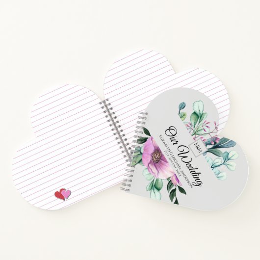 Lila florale Monogramm WEDD Journal Newlyweds Notizblock (Innenseite)