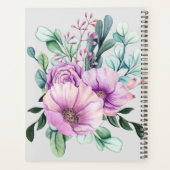 Lila florale Monogramm-WEDD-PLANER Neu Planer (Rückseite)