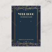 Lila florale Navy Blue und Gold Neckleckling Earri Visitenkarte (Vorderseite)