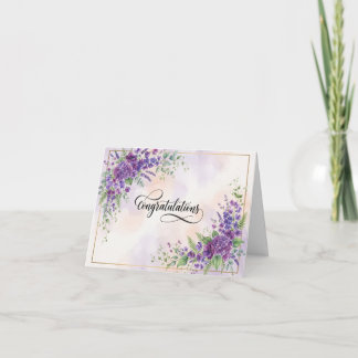 Lila Florale Neues Baby Karte