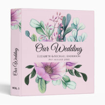 Lila florale NEWLYWEDS Wedding Planner oder Album