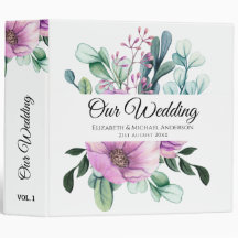 Lila florale NEWLYWEDS Wedding Planner oder Album