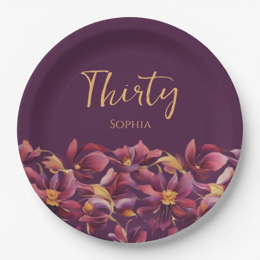 Lila florale pappteller (Vorderseite)