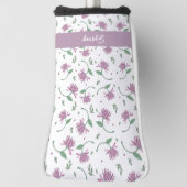 Lila florale Personalisierte Ladys Golf Head Cover Headcover (Rotieren 90)