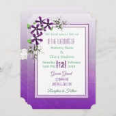 Lila florale Petunias Lace Hochzeitseinladungen Einladung (Vorne/Hinten)