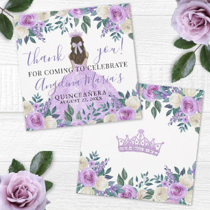 Lila Florale Quinceanera-Dankeskarten Einladung