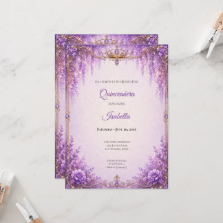 Lila Florale Quinceañera-Einladung Einladung