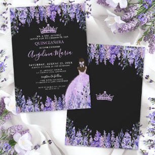 Lila Florale Quinceanera-Einladung Einladung