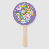Lila florale Romantische Hochzeitsgäste Fans Fächer (Rückseite)