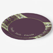 Lila florale Rose Gemustert Pappteller (Schrägansicht)